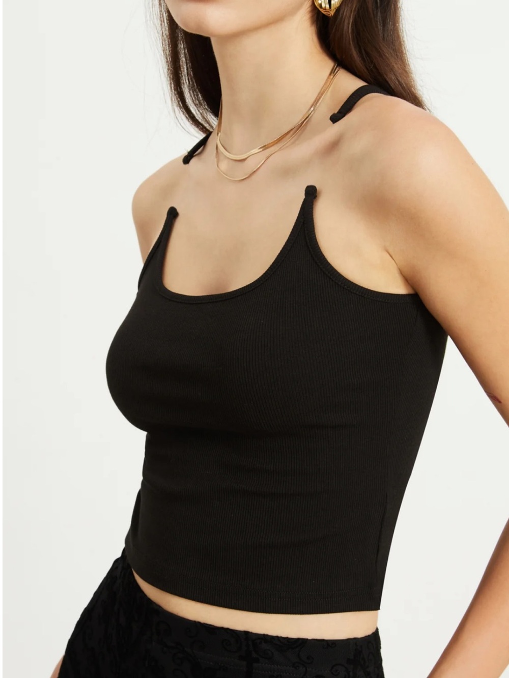 NWT Commense Black Transparent Strap Crop Tank Top